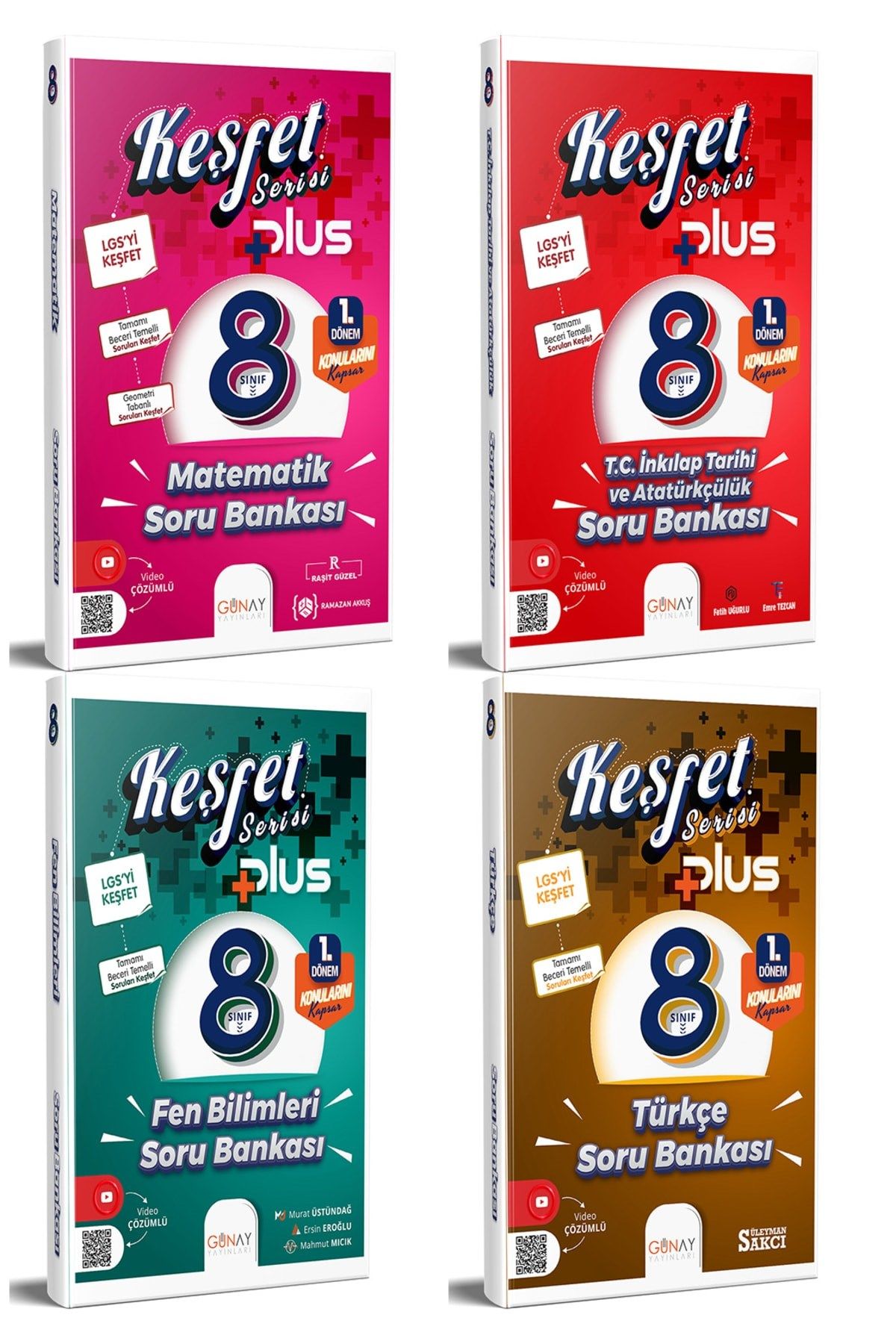 Keşfet Plus 8. Sınıf 1. Dönem Matematik, Fen, Türkçe, Inkılap Soru Bankası Seti