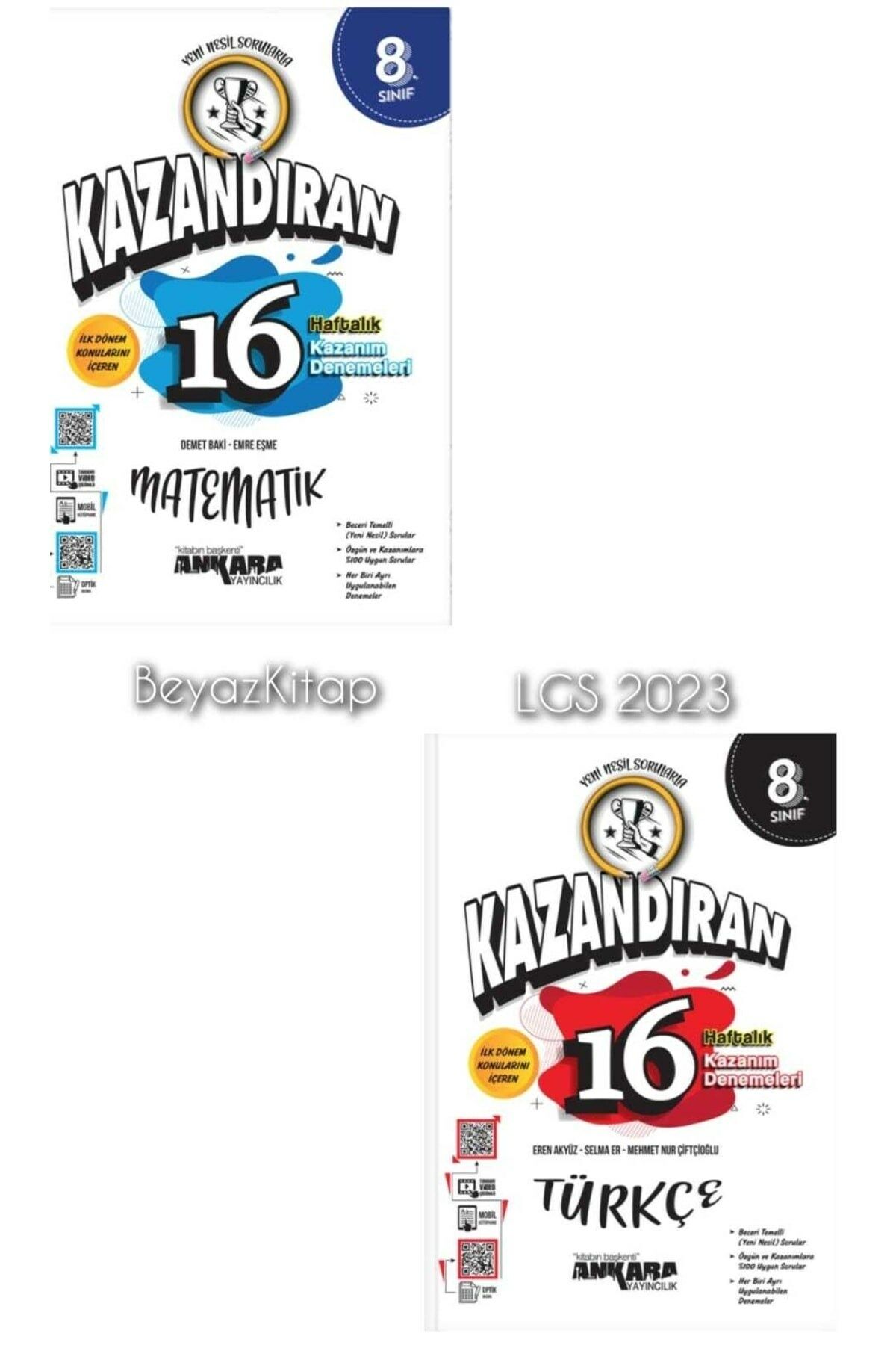 Ankara 8.sınıf Kazandıran 1.dönem Matematik Türkçe 16 Haftalık Deneme Seti Lgs 2023