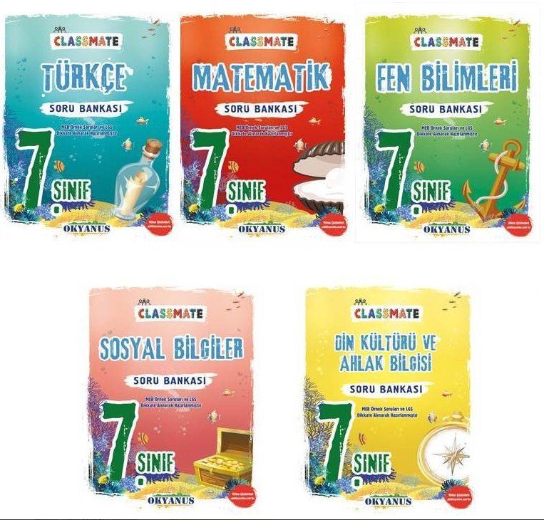 Okyanus Yayınları 7.Sınıf 5'li Classmate Soru Bankası Seti T-M-F-S-D