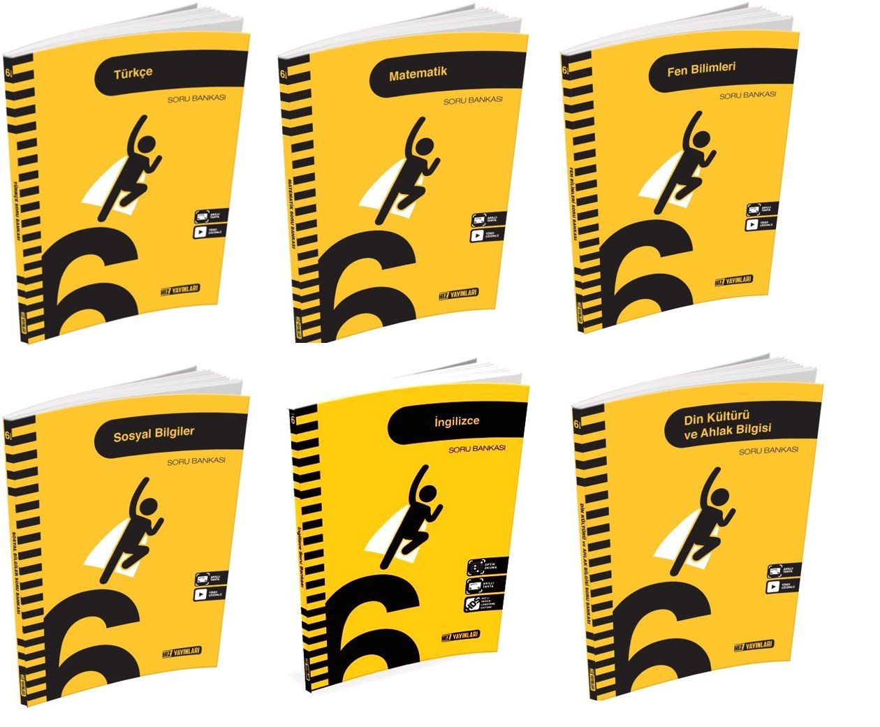 Hız Yayınları 6.Sınıf 6'lı Soru Bankası Seti(T-M-F-İ-D-İ)