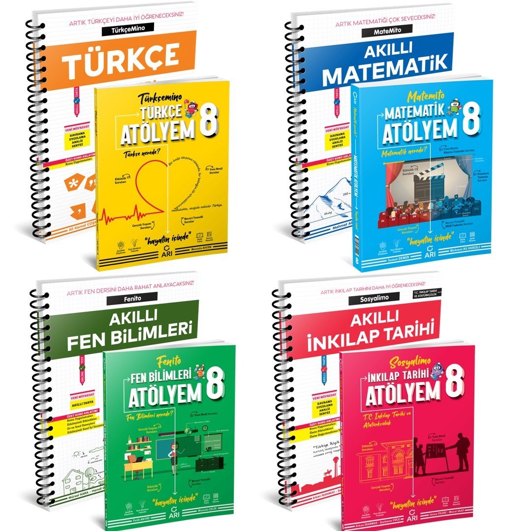 Arı Yayınları 8. Sınıf 8'li Atölye ve Defterim Seti(T-M-F-S)