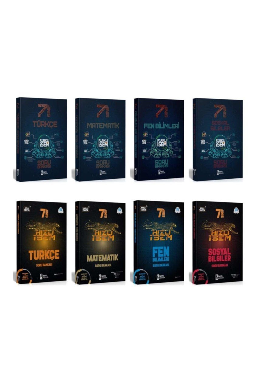 İsem Yayınları 7. Sınıf Farklı Ve Hızlı İsem Tüm Dersler Soru Bankası (8 Kitap T-M-F-S) 2021 - 2022