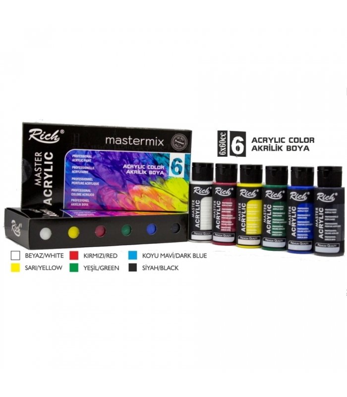 Rich Mastermix Akrilik Boya Seti 6 Renk x 60cc