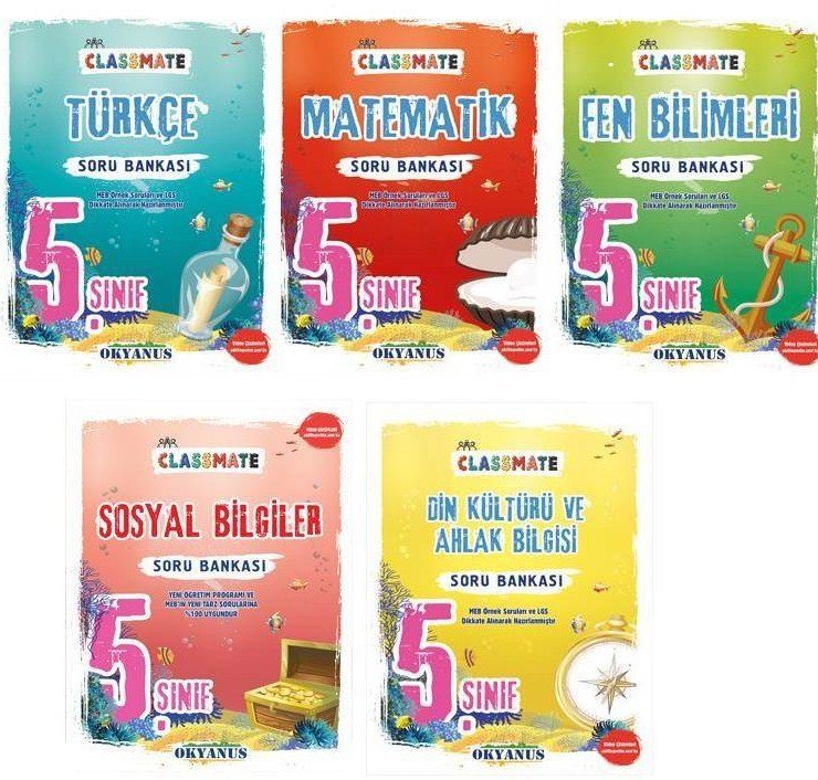 Okyanus Yayınları 5.Sınıf 5'li Classmate Soru Bankası Seti T-M-F-S-D