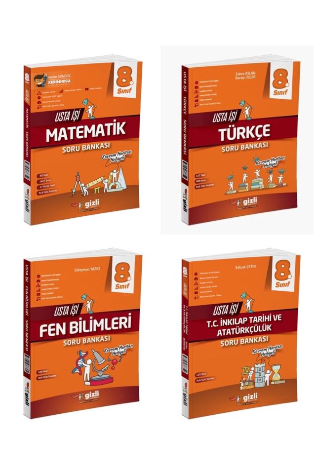 Gizli Yayınları 8. Sınıf Usta İşi Soru Bankası Seti (T-M-F-S)
