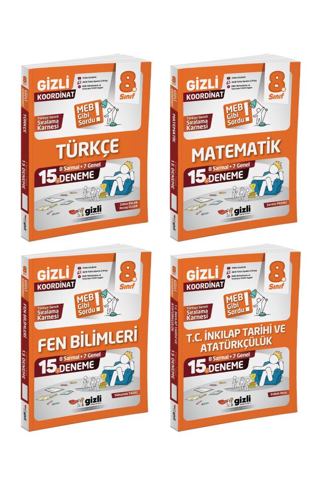 Gizli Yayınları 8. Sınıf Gizli Koordinat 15'li Deneme Seti (T-M-F-S)