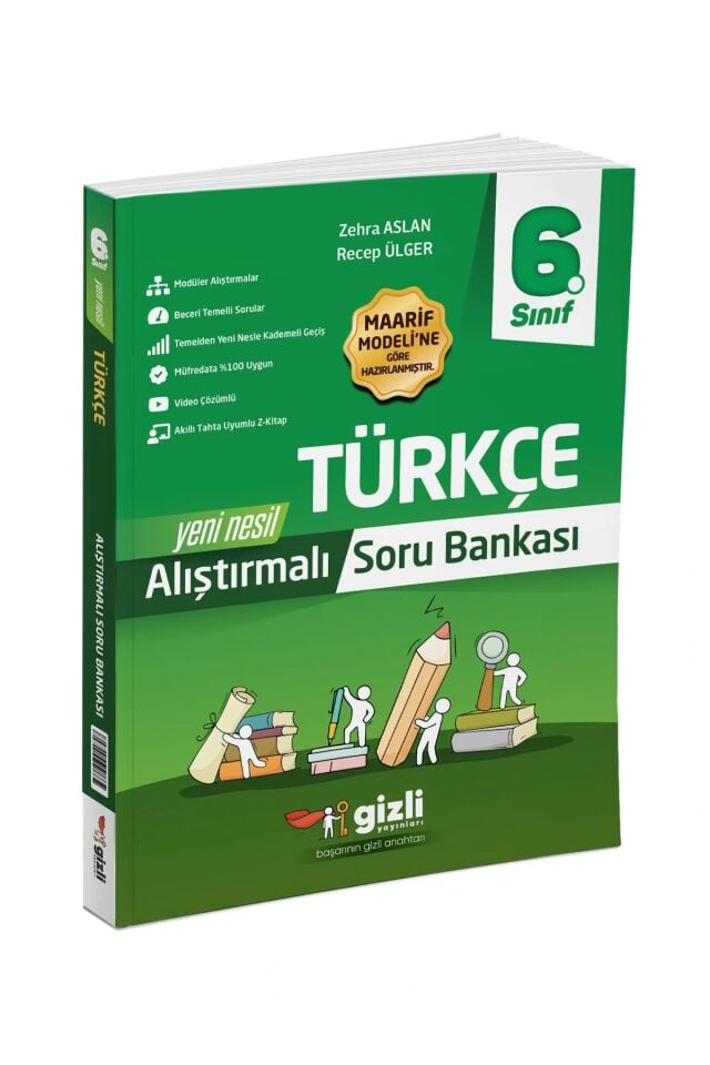 Gizli Yayınları 6. Sınıf Türkçe Yeni Nesil Alıştırmalı Soru Bankası