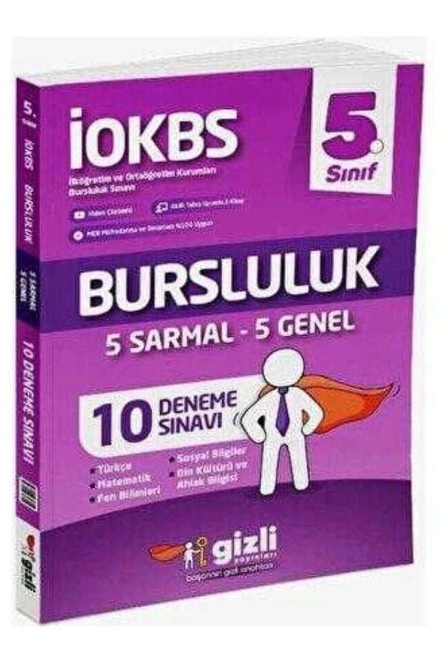 Gizli Yayınları 5. Sınıf İOKBS Bursluluk 10 Deneme Sınavı (5 Sarmal - 5 Genel)