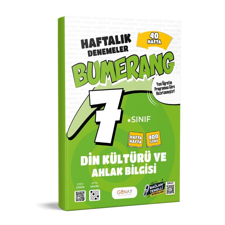 Günay Yayınları 7. Sınıf Bumerang Haftalık Denemeler Din Kültürü ve Ahlak Bilgisi
