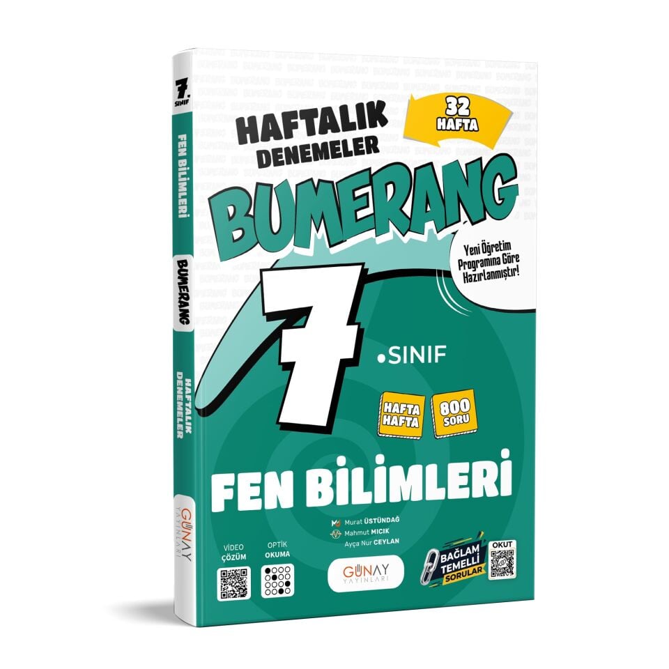 Günay Yayınları 7. Sınıf Bumerang Haftalık Denemeler Fen Bilimleri