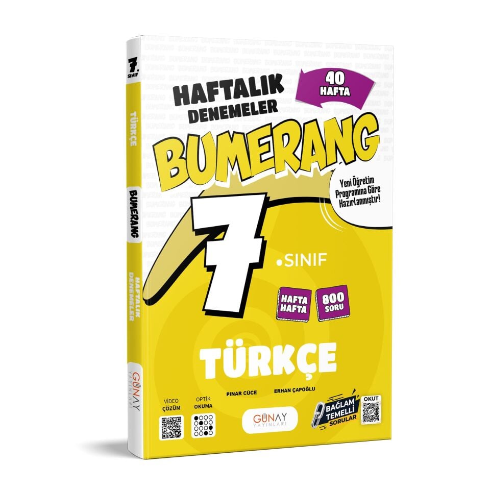 Günay Yayınları 7. Sınıf Bumerang Haftalık Denemeler Türkçe