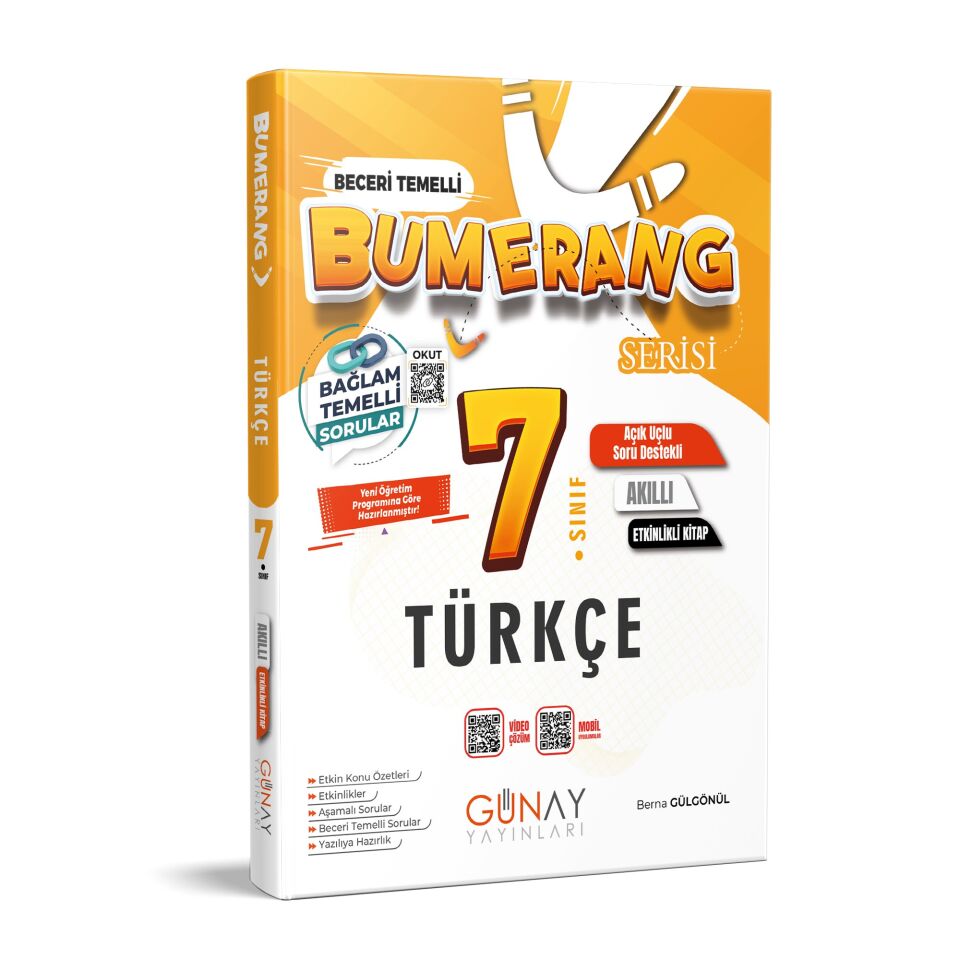 Günay Yayınları 7. Sınıf Bumerang Serisi Türkçe Akıllı Etkinlikli Kitap