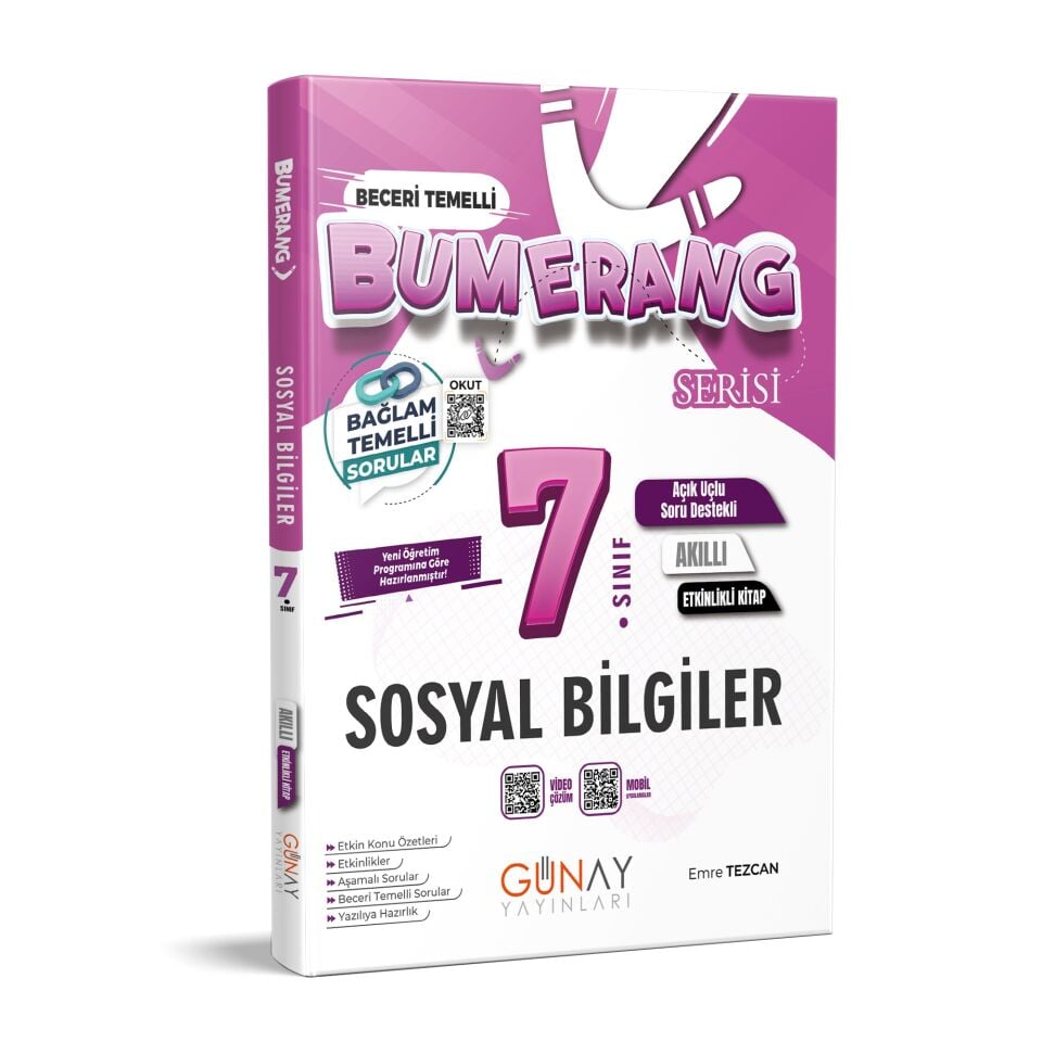 Günay Yayınları 7. Sınıf Bumerang Serisi Sosyal Bilgiler Akıllı Etkinlikli Kitap