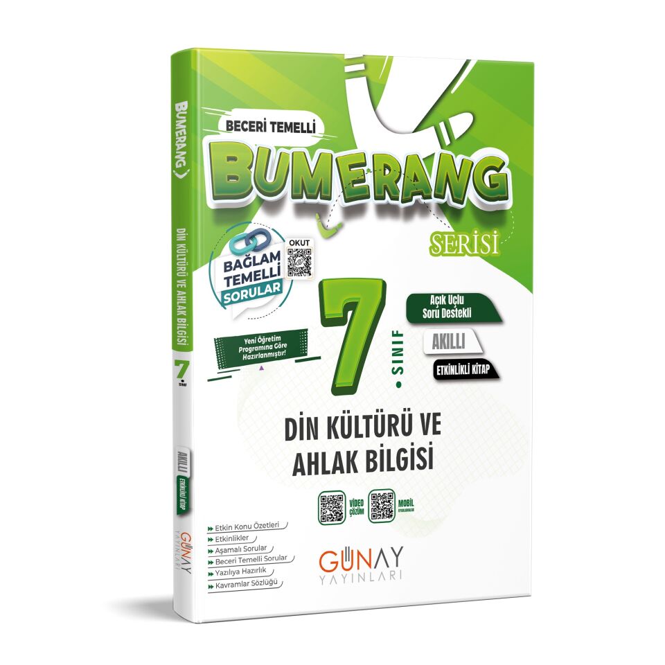 Günay Yayınları 7. Sınıf Bumerang Serisi Din Kültürü ve Ahlak Bilgisi Akıllı Etkinlikli Kitap