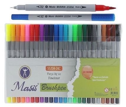 Masis Fırça Keçe Uç Fineliner Kalem 24 Renk
