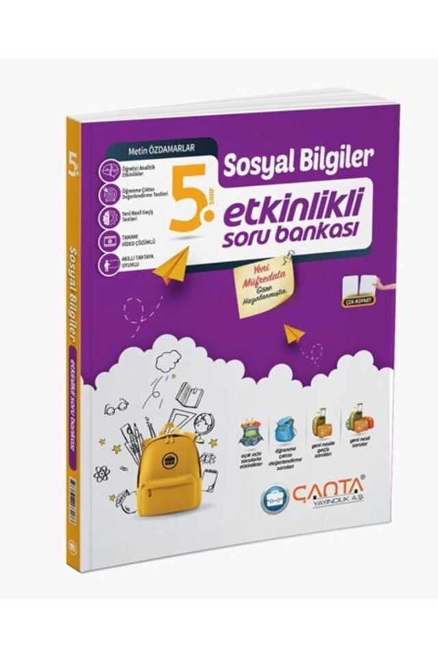 Çanta Yayıncılık 5 Sınıf Sosyal Bilgiler Etkinlikli Kazanım Soru Bankası 2024 2025