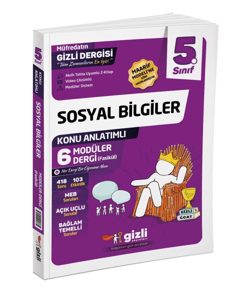 Gizli Yayınları 5. Sınıf Sosyal Bilgiler Konu Anlatımlı 6 Modüler Dergi Fasikül