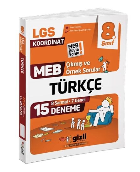 Gizli Yayınları 8. Sınıf LGS Koordinat MEB Çıkmış ve Örnek Sorular Türkçe 15 Deneme