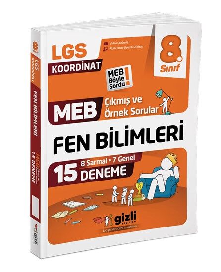 Gizli Yayınları 8. Sınıf LGS Koordinat MEB Çıkmış ve Örnek Sorular Fen Bilimleri 15 Deneme