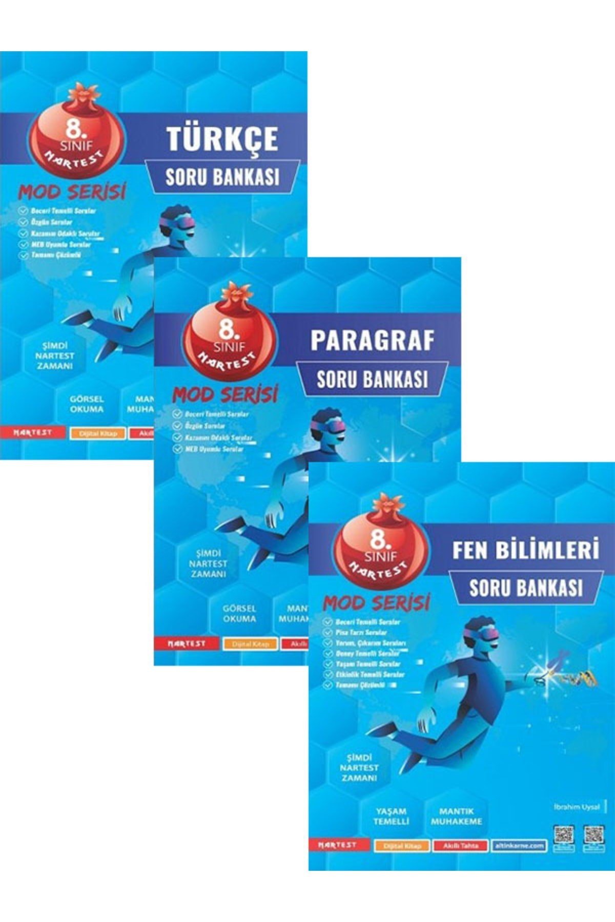8. Sınıf Mod Türkçe-paragraf-fen Bilgisi Soru Bankası( 3lü Set)