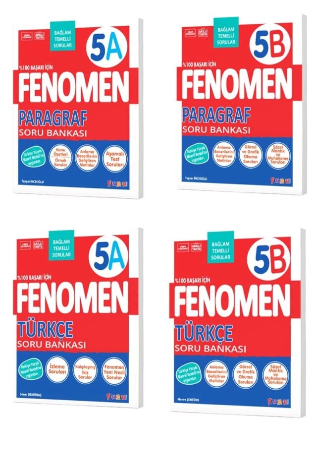 Fenomen Yayıncılık 5. Sınıf Paragraf ve Türkçe A-B Soru Bankası Seti (4 Kitap)
