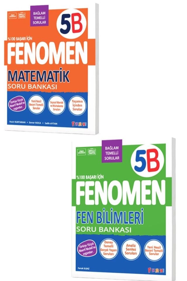 Fenomen Yayıncılık 5. Sınıf Matematik ve Fen Bilimleri B Soru Bankası Seti