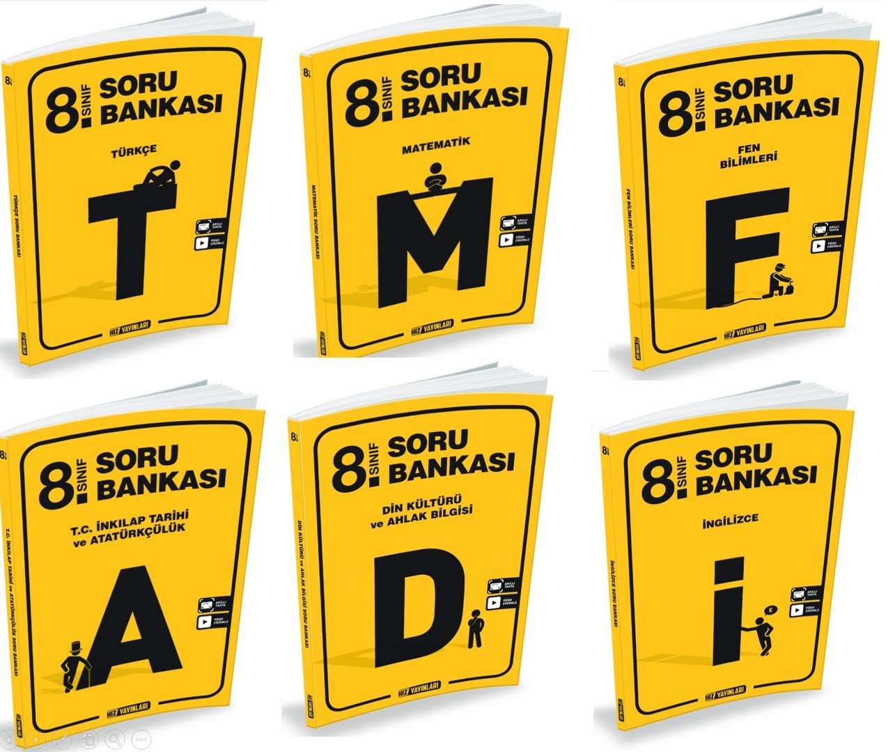 Hız Yayınları 8.Sınıf 6'lı Soru Bankası Seti(T-M-F-İ-D-İ)