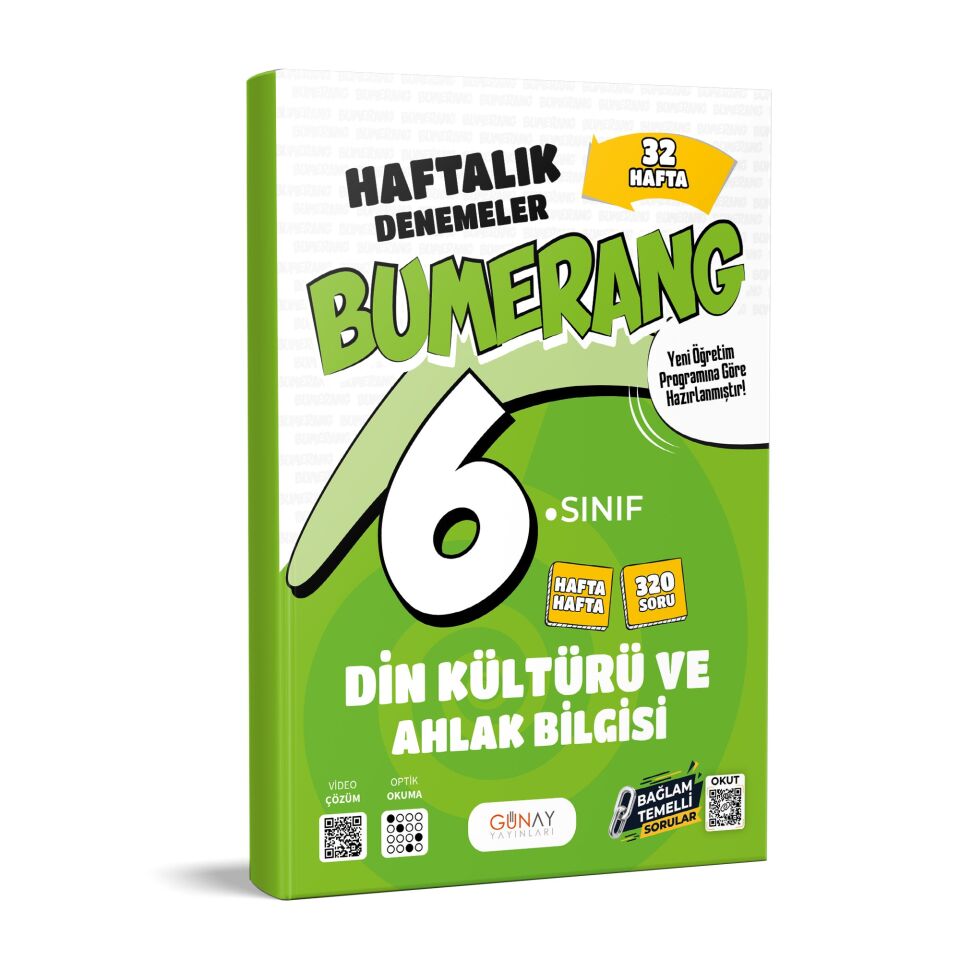 Günay Yayınları 6. Sınıf Bumerang Din Kültürü ve Ahlak Bilgisi Haftalık Denemeler