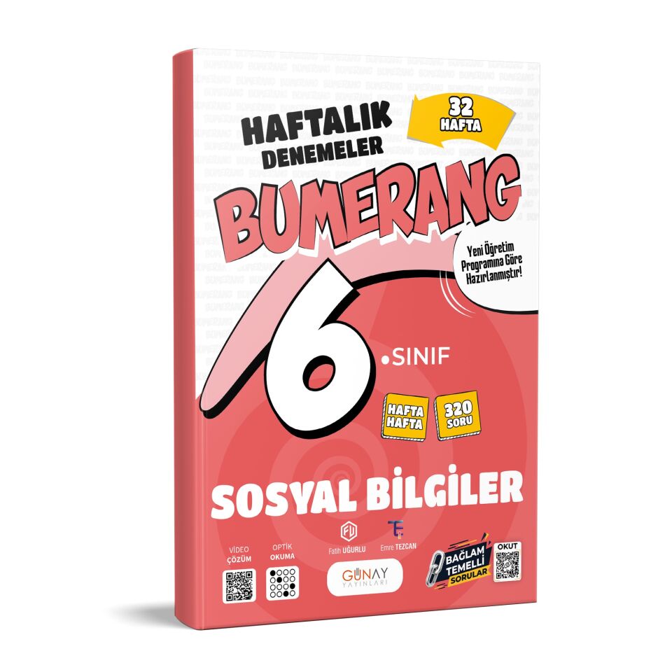 Günay Yayınları 6. Sınıf Bumerang Sosyal Bilgiler Haftalık Denemeler