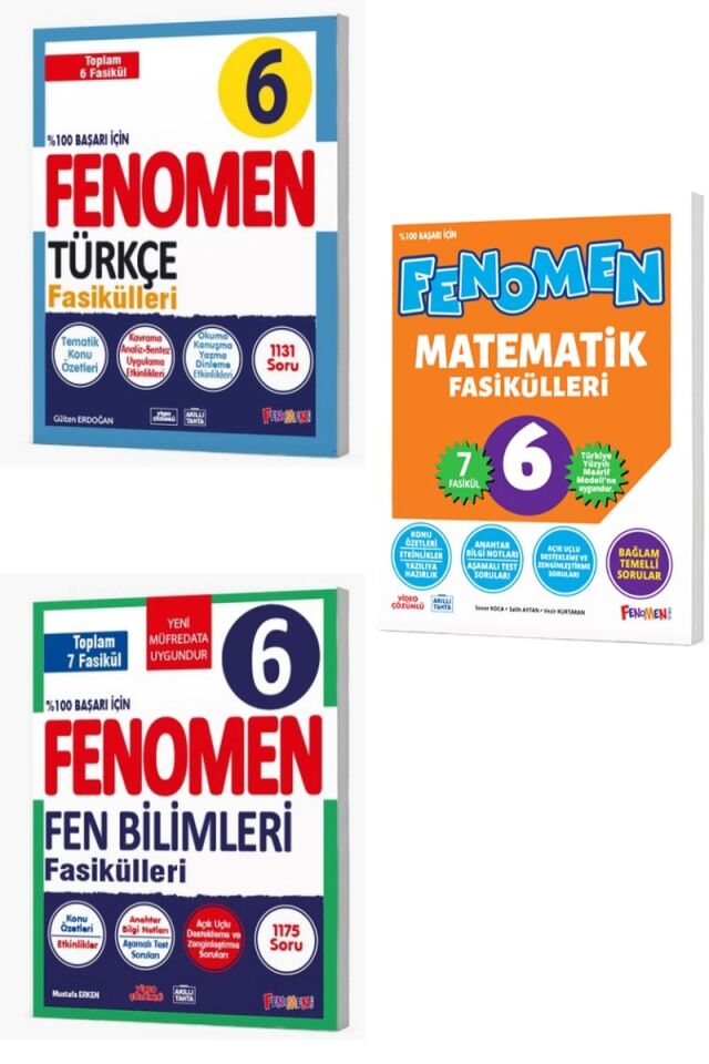 Fenomen Yayıncılık 6. Sınıf Türkçe, Matematik ve Fen Bilimleri Fasikülleri Seti