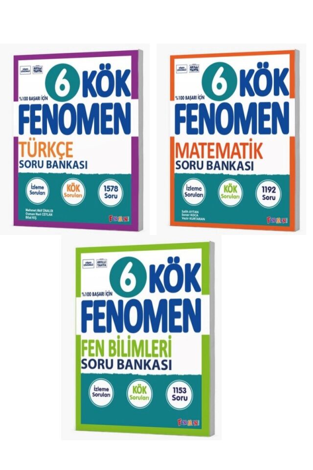 Fenomen Yayıncılık 6. Sınıf Kök Fenomen Türkçe, Matematik ve Fen Bilimleri Soru Bankası Seti
