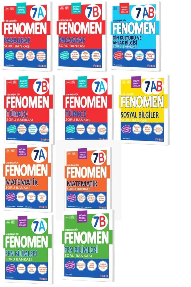 Fenomen Yayıncılık 7. Sınıf Fenomen Soru Bankası Seti (10 Kitap)