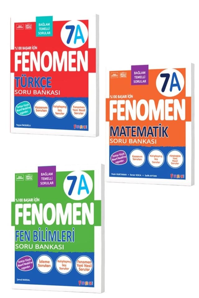 Fenomen Yayıncılık 7. Sınıf Fenomen 7A Türkçe, Matematik ve Fen Bilimleri Soru Bankası Seti