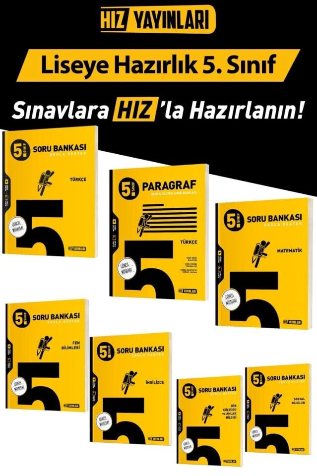 Hız Yayınları 5. Sınıf Soru Bankası Seti 7 Li (P-T-M-F-S-D-İ)