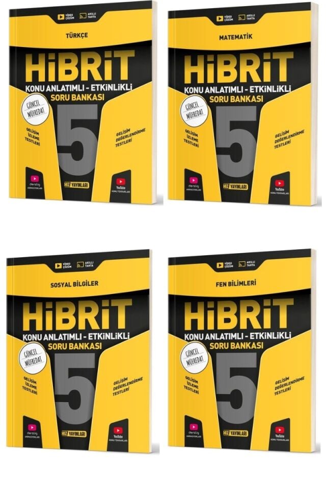 Hız Yayınları 5. Sınıf Hibrit Serisi Konu Anlatımlı Etkinlikli Soru Bankası Seti 4 Lü (T-M-F-S)