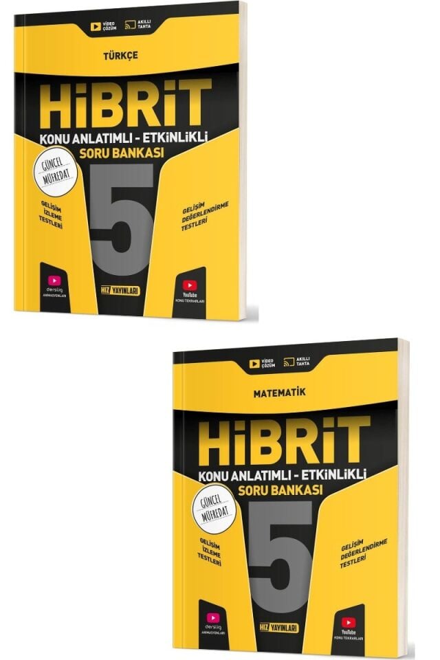 Hız Yayınları 5. Sınıf Hibrit Türkçe ve Matematik Konu Anlatımlı Etkinlikli Soru Bankası Seti