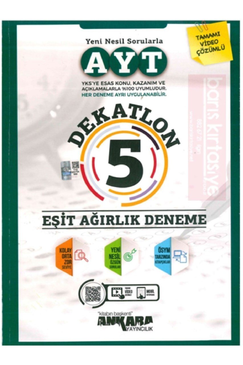 Ankara Yayınları Ayt Dekatlon 5 Eşit Ağırlık Deneme Sınavı