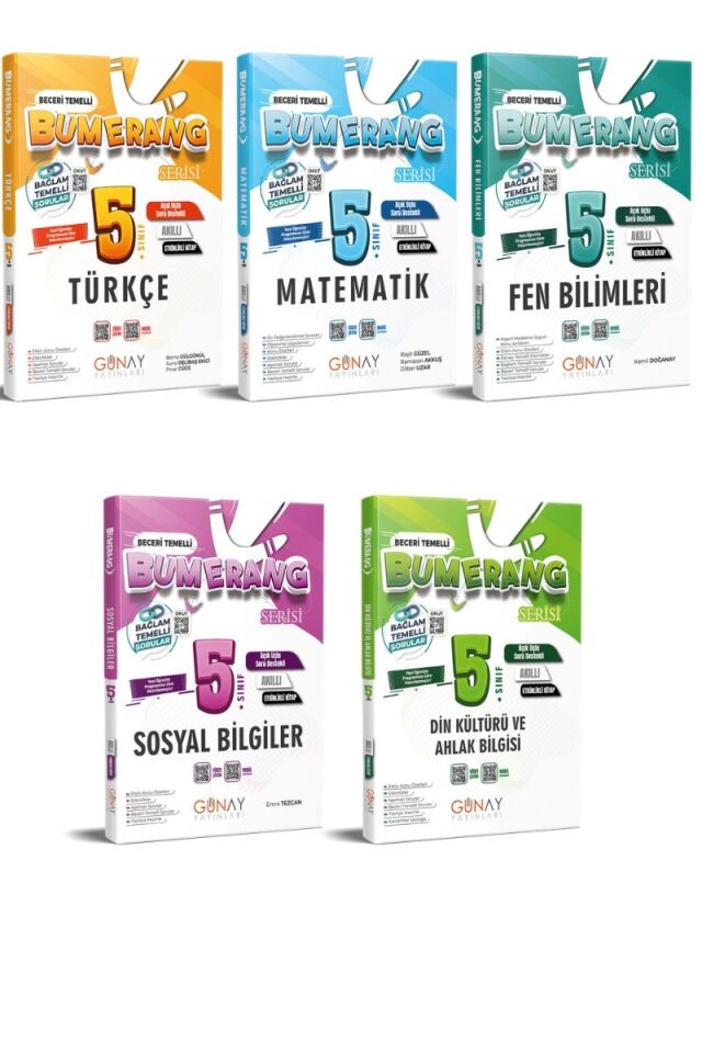 Günay Yayınları 5. Sınıf Bumerang Seri Etkinlikli Soru Bankası Seti 5'li (T-M-F-S-D)