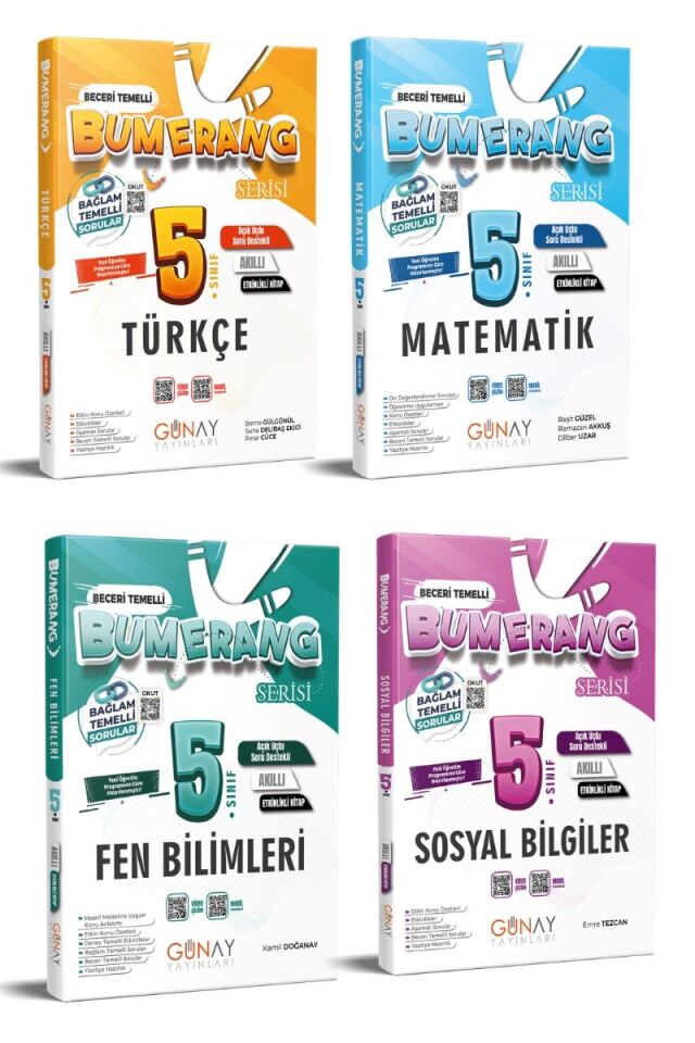 Günay Yayınları 5. Sınıf Bumerang Seri Etkinlikli Soru Bankası Seti 4'lü (T-M-F-S)