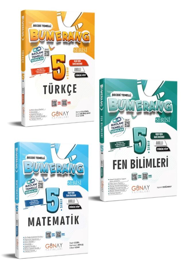 Günay Yayınları 5. Sınıf Bumerang Seri Etkinlikli Soru Bankası Seti 3'lü (T-M-F)