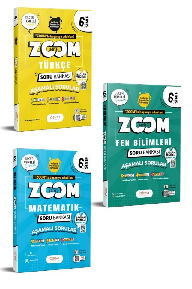 Günay Yayınları 6. Sınıf Zoom Serisi Soru Bankası Seti 3'lü (T-M-F)