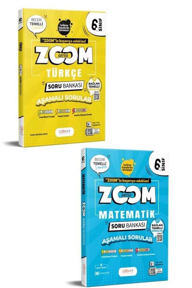Günay Yayınları 6. Sınıf Zoom Serisi Türkçe ve Matematik Soru Bankası Seti