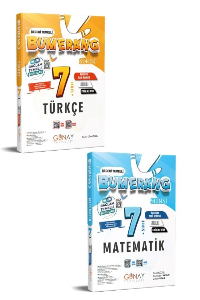 Günay Yayınları 7. Sınıf Bumerang Serisi Türkçe ve Matematik Akıllı Etkinlikli Kitap Seti