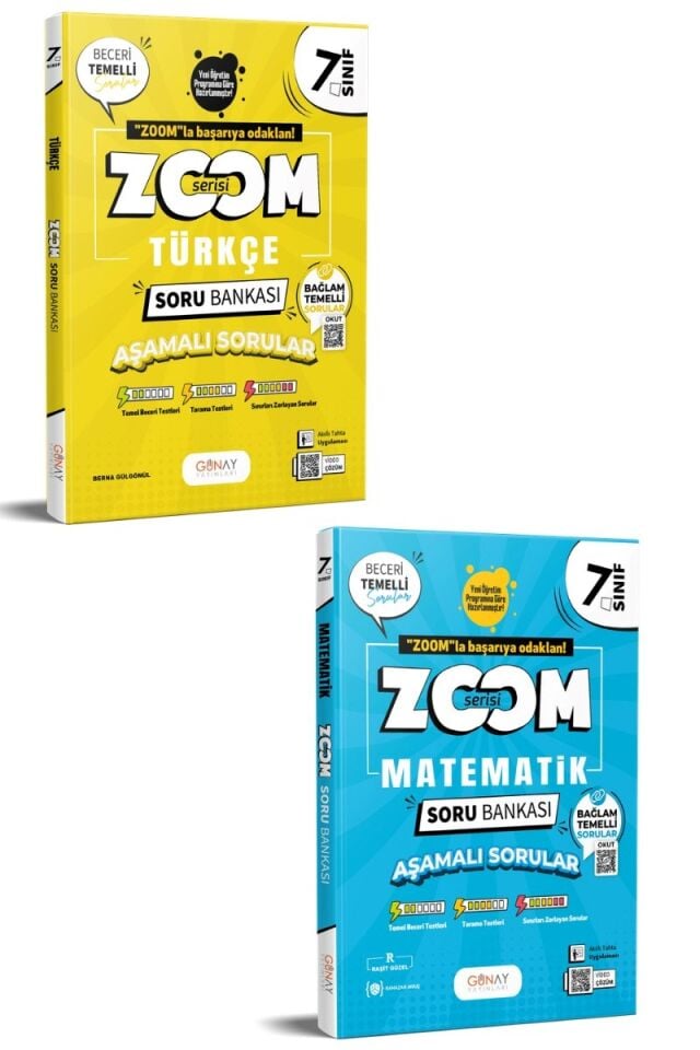 Günay Yayınları 7. Sınıf Zoom Serisi Türkçe ve Matematik Soru Bankası Seti