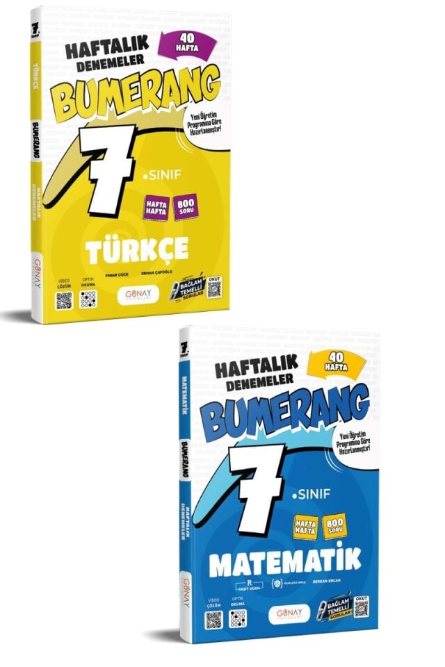 Günay Yayınları 7. Sınıf Bumerang Serisi Haftalık Denemeler Türkçe ve Matematik Seti