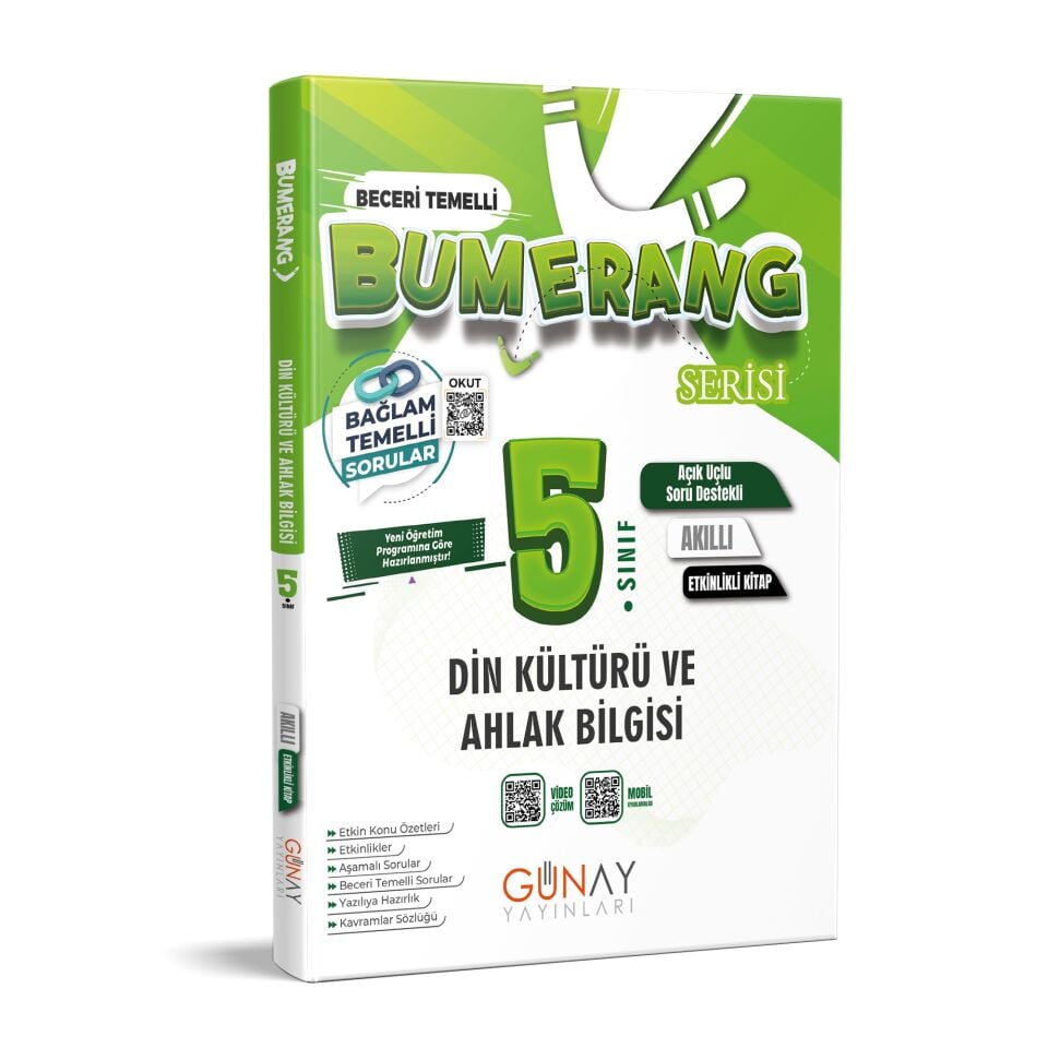 Günay Yayınları 5. Sınıf Bumerang Serisi Din Kültürü ve Ahlak Bilgisi Akıllı Etkinlikli Kitap