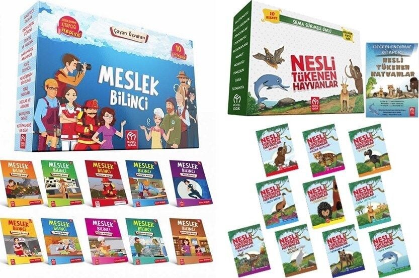 Model Yayınevi Nesli Tükenen Hayvanlar (10 Kitap) + Meslek Bilinci (10 Kitap) 2'li Hikaye Seti