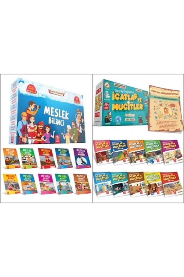 Model Çocuk 2 li Hikaye Seti (Meslek Bilinci + Dünyayı Değiştiren İcatlar ve Mucitler - 20 Hikaye Kitabı )