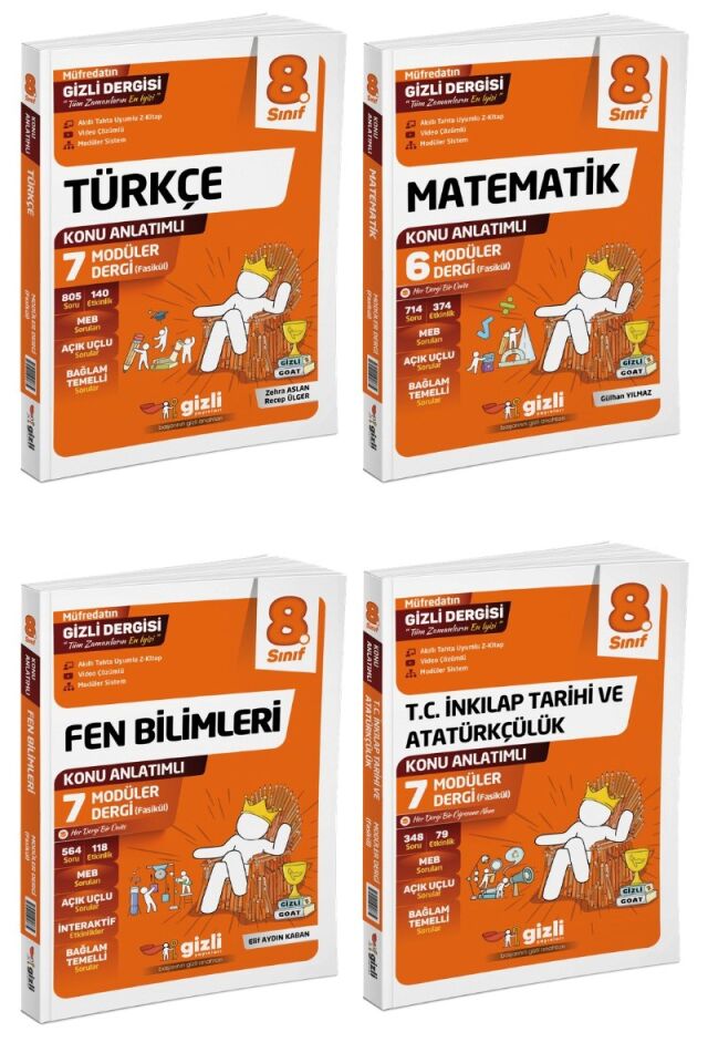 Gizli Yayınları 8. Lgs Sınıf Türkçe Matematik Fen Bilimleri Sosyal Bilgiler  Fasikül Seti