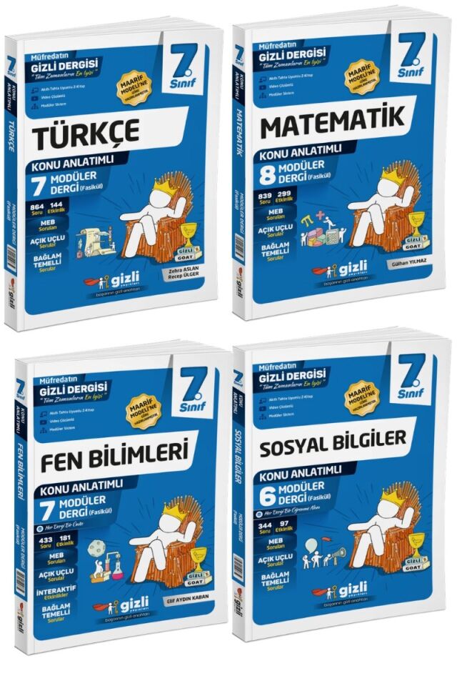 Gizli Yayınları 7. Sınıf Türkçe Matematik Fen Bilimleri Sosyal Bilgiler Fasikül Seti